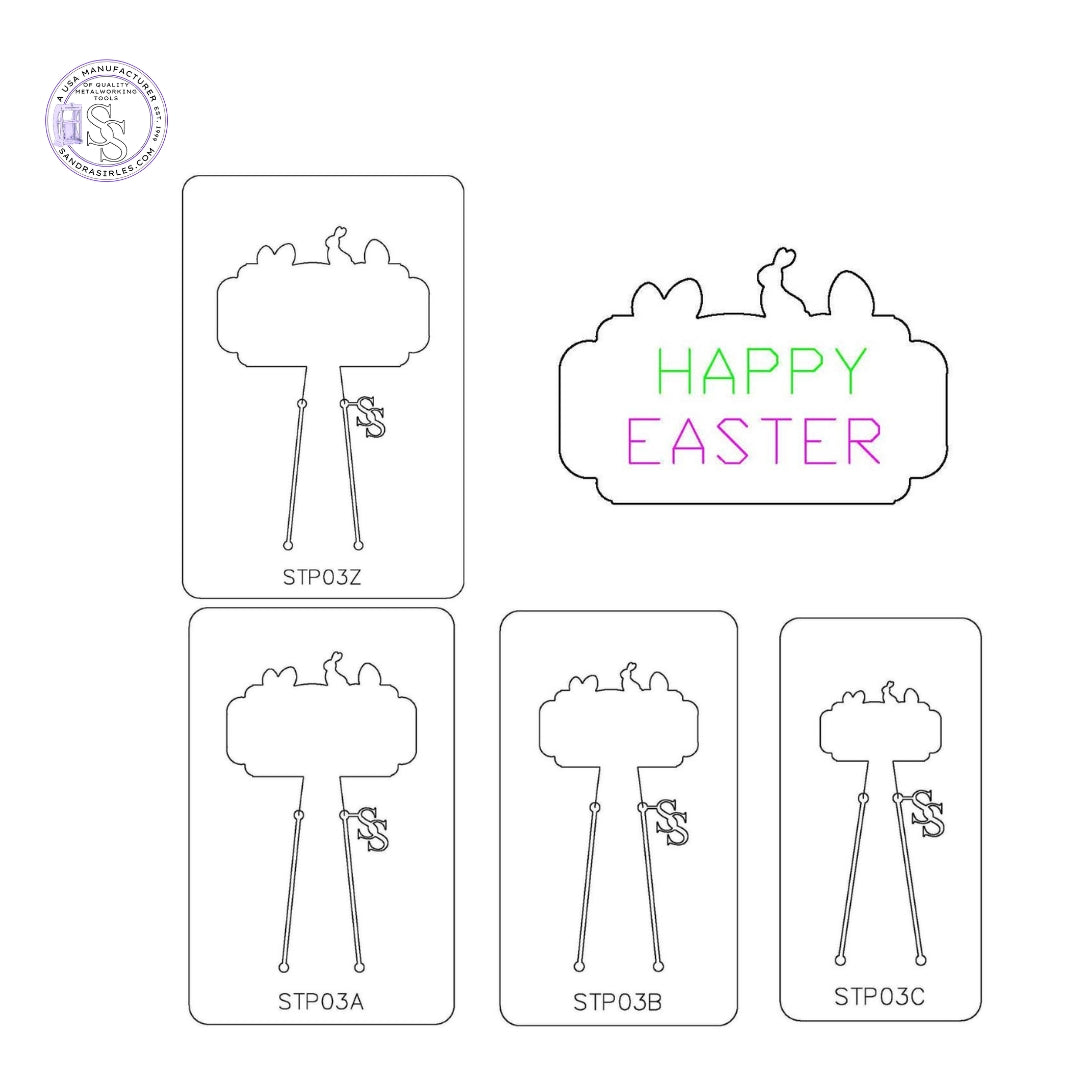 PANCAKE DIE STP03 STAMPING PLAQUE BUNNY/EGGS